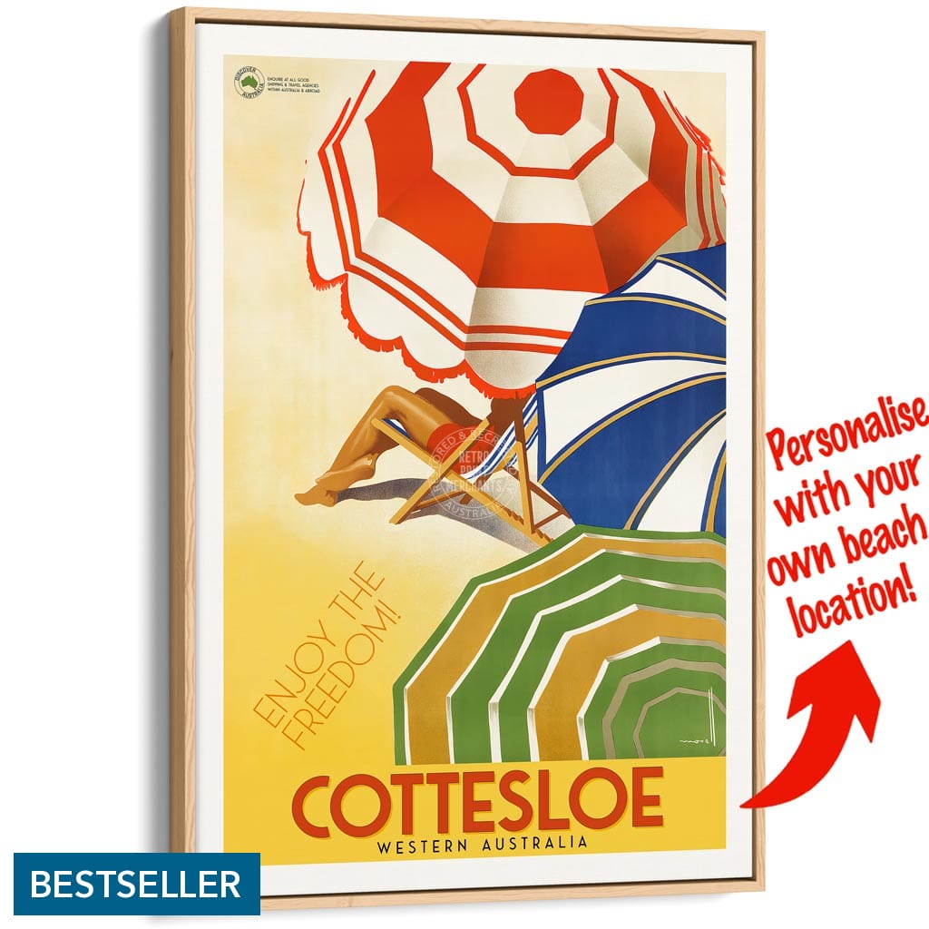 Your Own Beach Location | Personalise It Or Keep Cottesloe A3 297 X 420Mm 11.7 16.5 Inches / Canvas