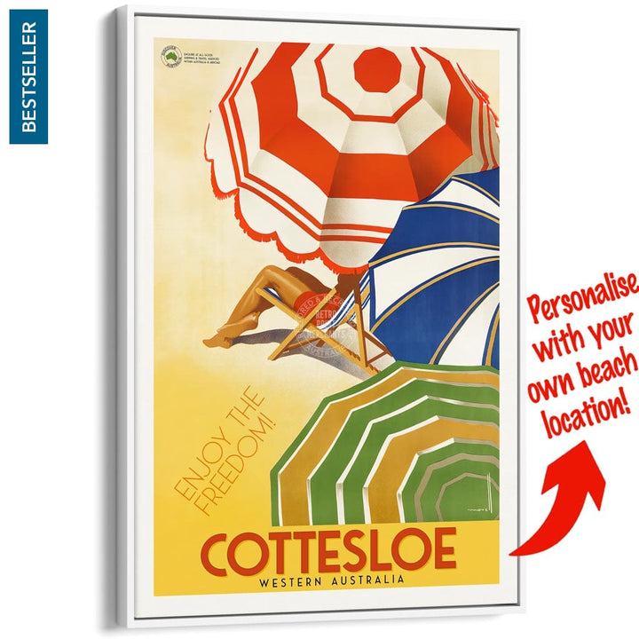 Your Own Beach Location | Personalise It Or Keep Cottesloe A3 297 X 420Mm 11.7 16.5 Inches / Canvas