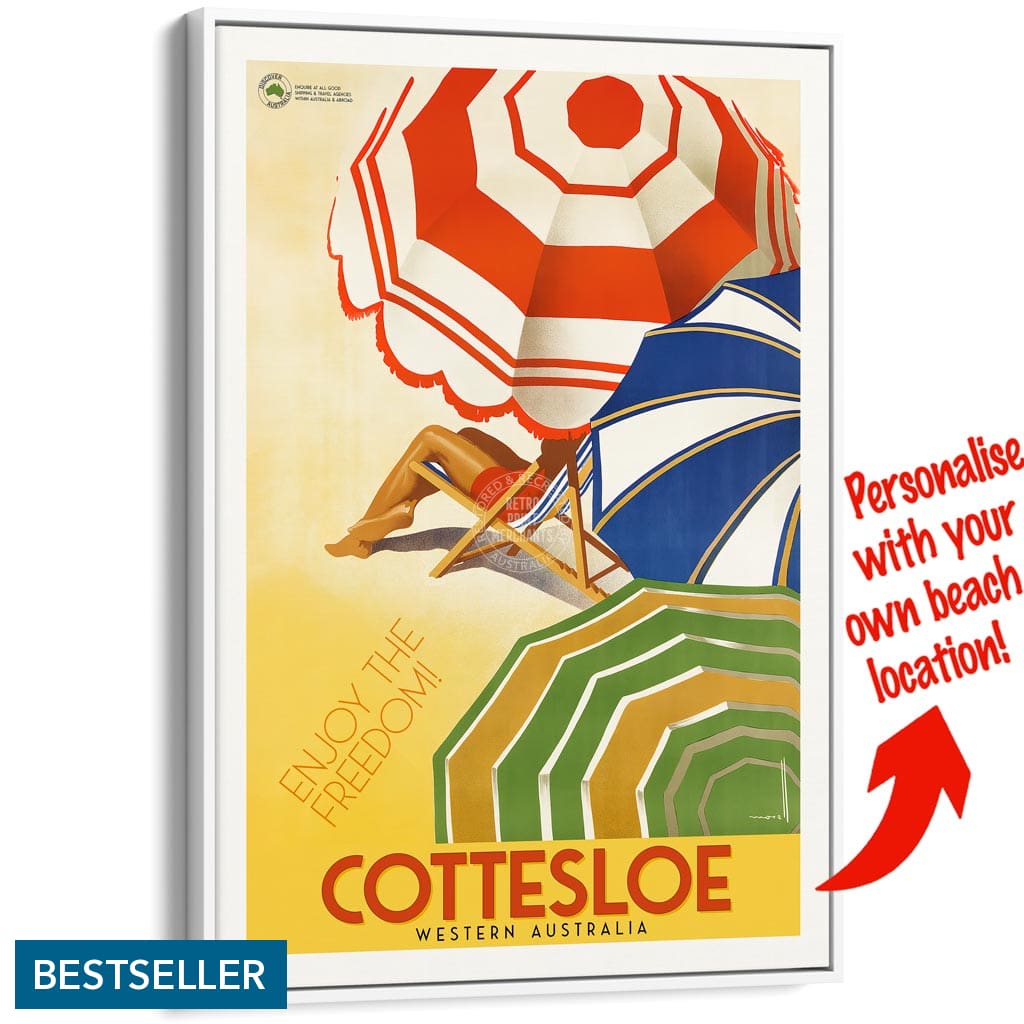 Your Own Beach Location | Personalise It Or Keep Cottesloe A3 297 X 420Mm 11.7 16.5 Inches / Canvas