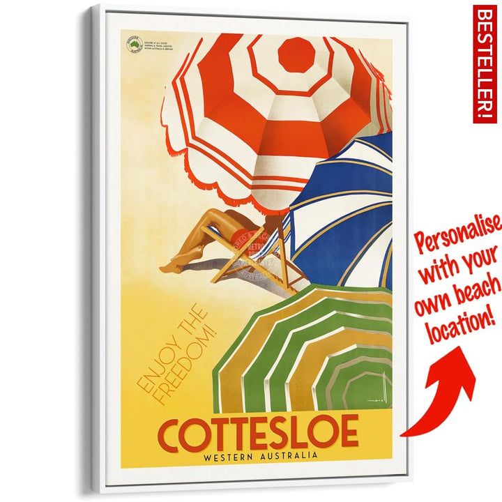 Your Own Beach Location | Personalise It Or Keep Cottesloe A3 297 X 420Mm 11.7 16.5 Inches / Canvas