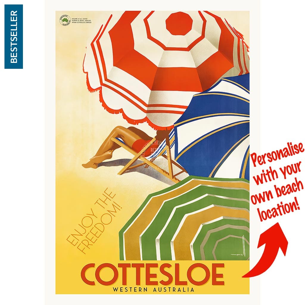 Your Own Beach Location | Personalise It Or Keep Cottesloe A3 297 X 420Mm 11.7 16.5 Inches /
