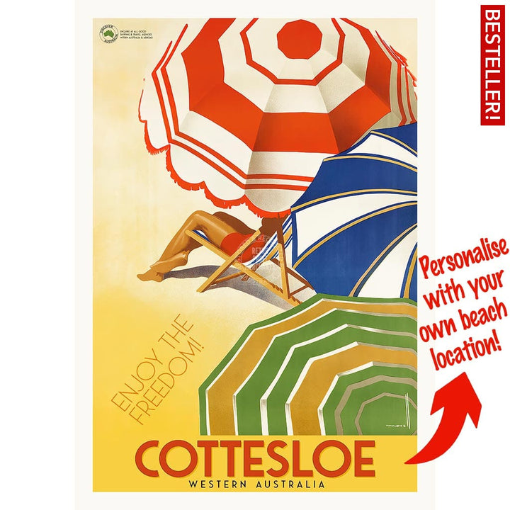 Your Own Beach Location | Personalise It Or Keep Cottesloe A3 297 X 420Mm 11.7 16.5 Inches /