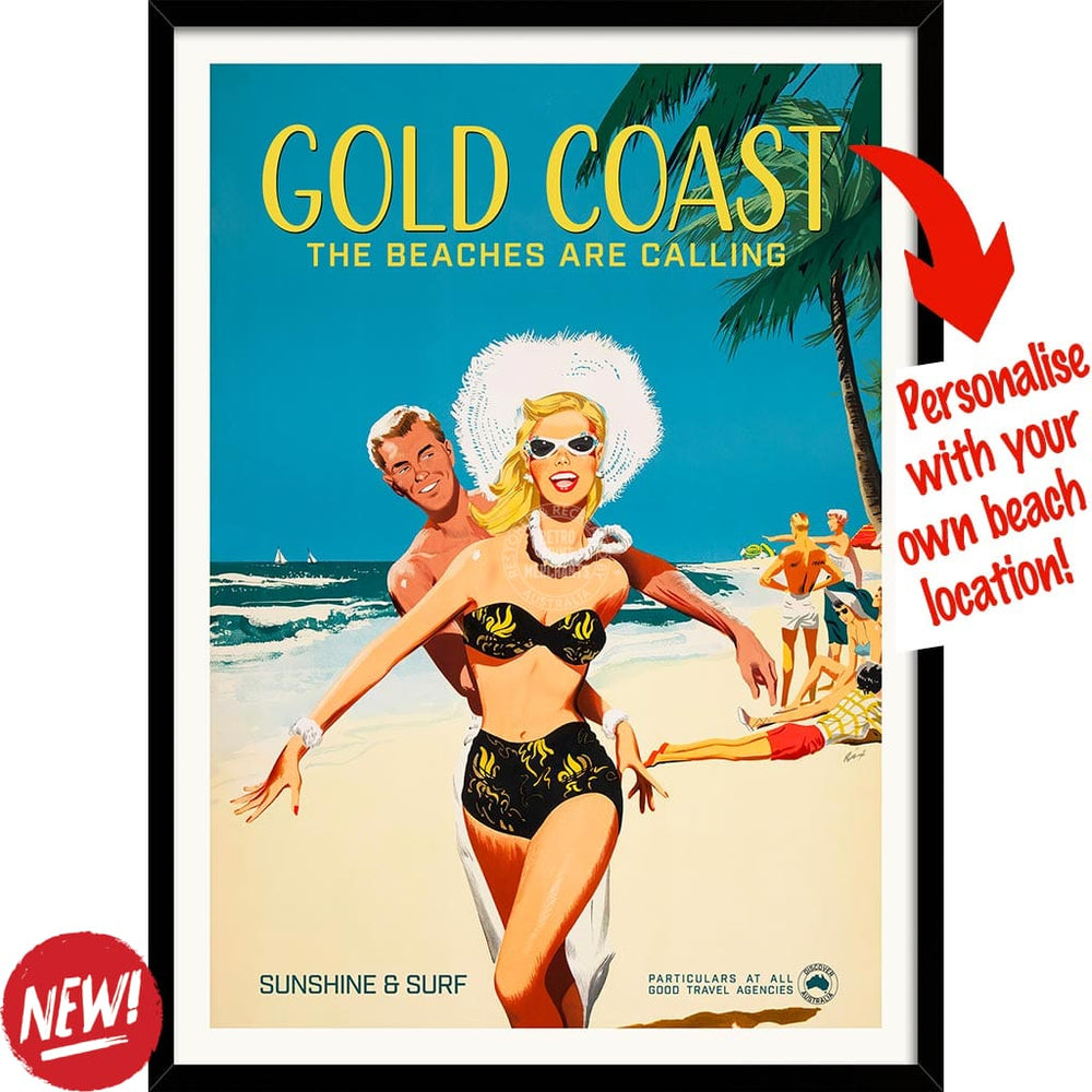 Your Own Beach Location | Personalise It Or Keep Gold Coast! A3 297 X 420Mm 11.7 16.5 Inches /