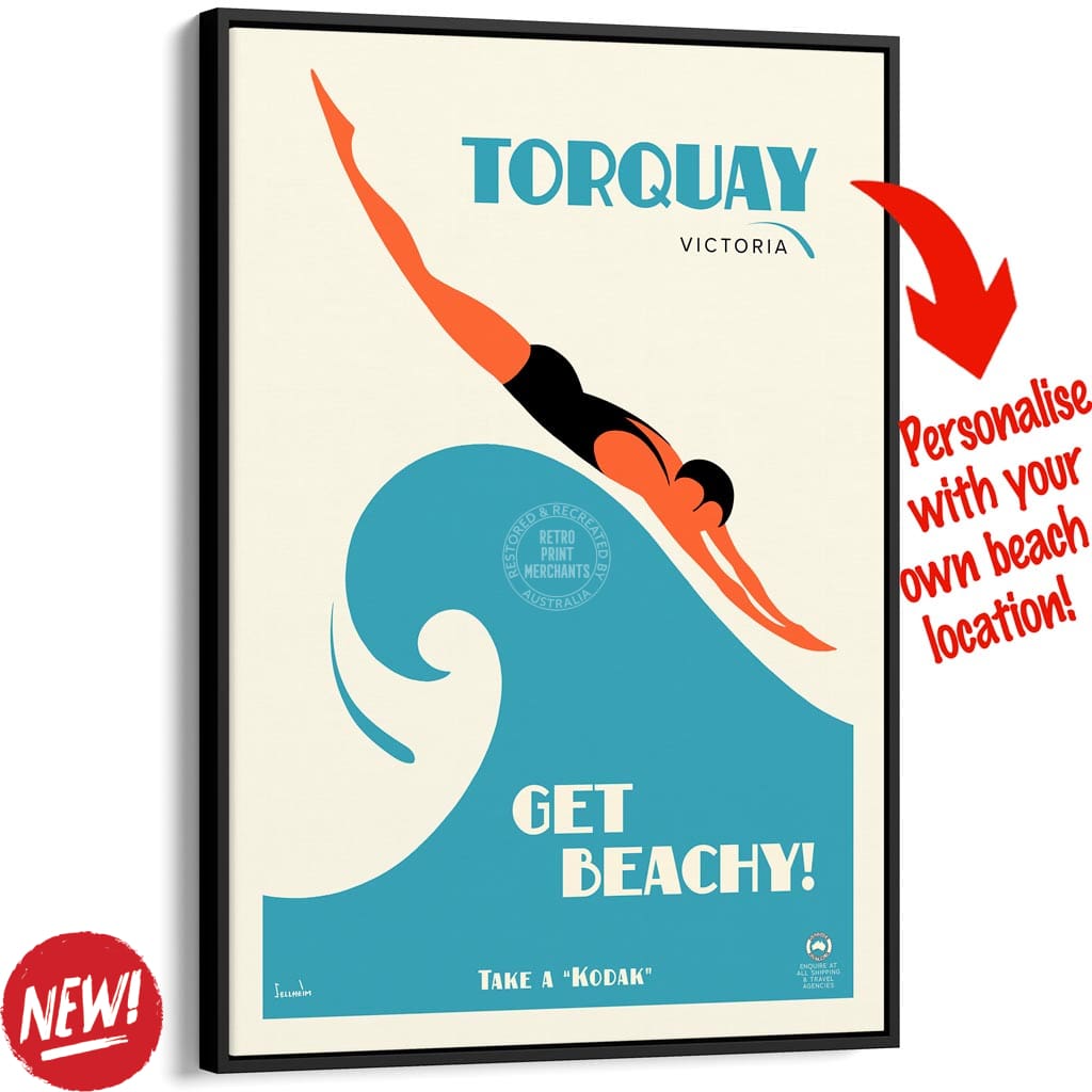 Your Own Beach Location | Personalise It Or Keep Torquay A3 297 X 420Mm 11.7 16.5 Inches / Canvas