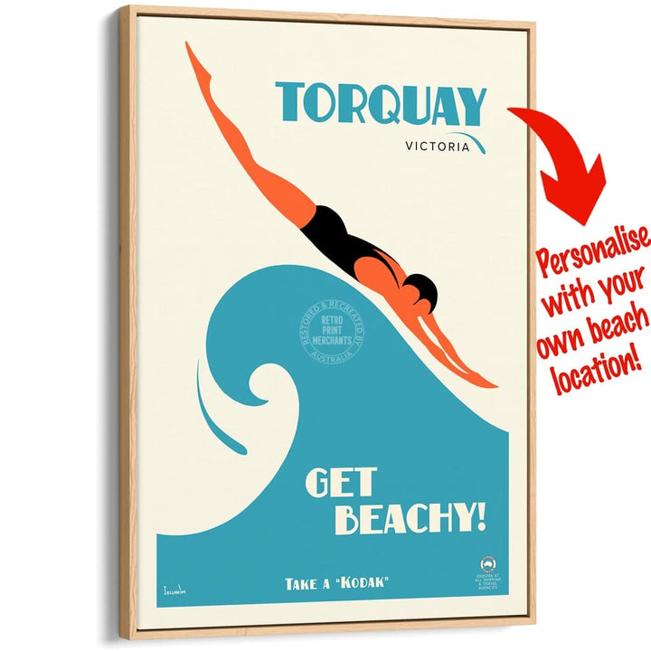 Your Own Beach Location | Personalise It Or Keep Torquay A3 297 X 420Mm 11.7 16.5 Inches / Canvas