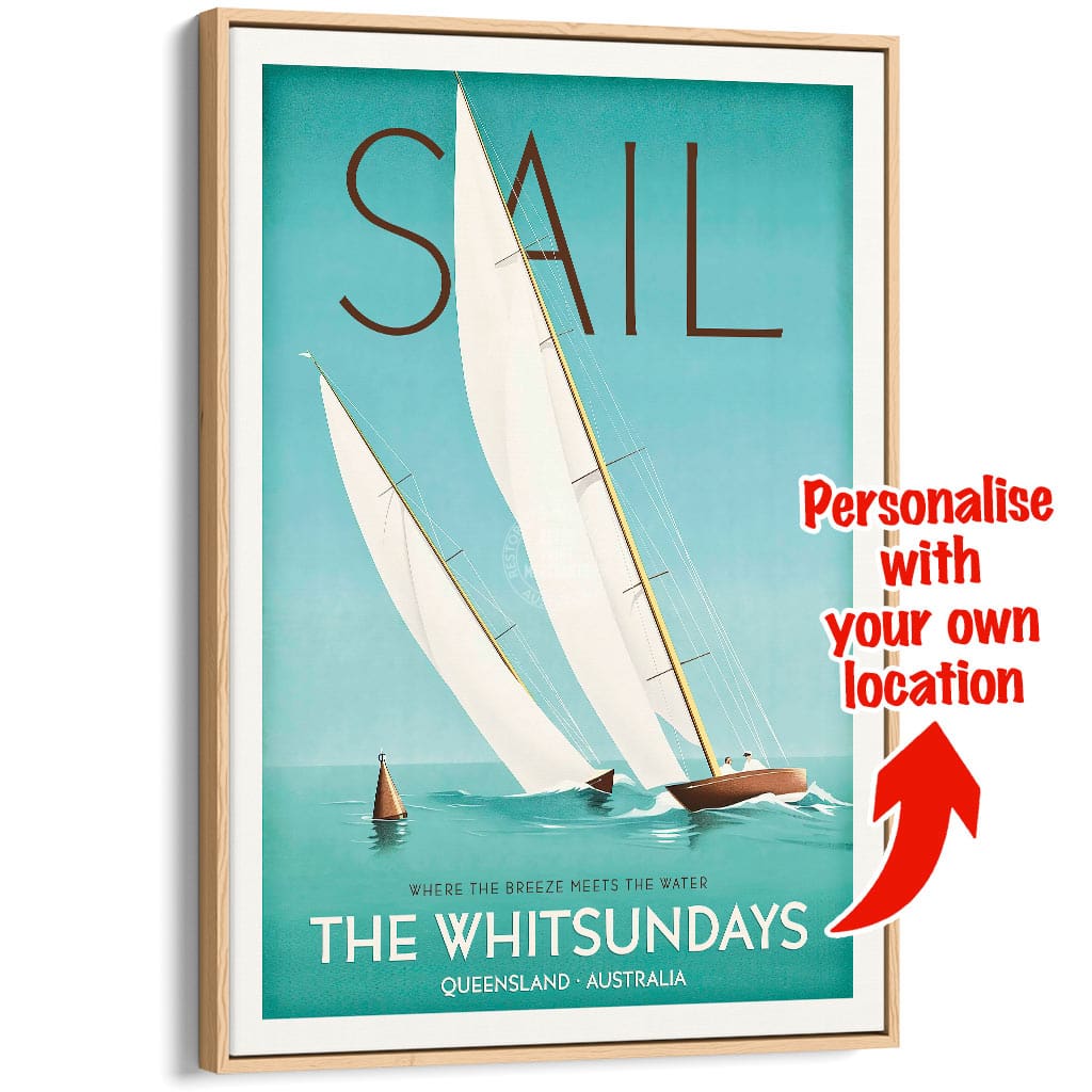 YOUR OWN SAILING LOCATION | PERSONALISE IT OR KEEP THE WHITSUNDAYS A3 | 297 x 420mm | 11.7 x 16.5 inches / Canvas