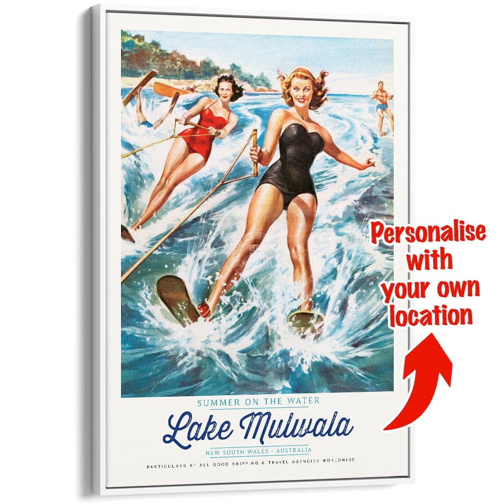 YOUR OWN SUMMER WATERSPORTS LOCATION | PERSONALISE IT OR KEEP LAKE MULWALA A3 | 297 x 420mm | 11.7 x 16.5 inches
