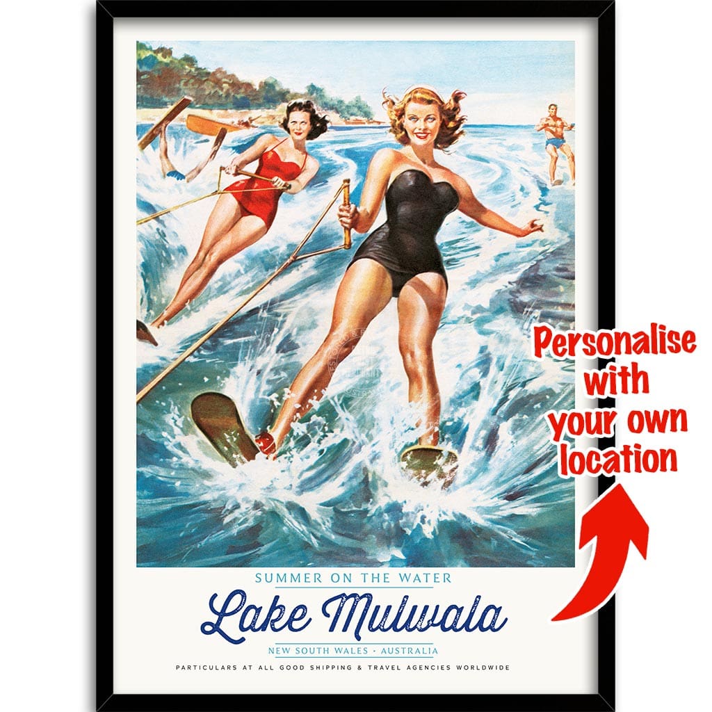 YOUR OWN SUMMER WATERSPORTS LOCATION | PERSONALISE IT OR KEEP LAKE MULWALA A3 | 297 x 420mm | 11.7 x 16.5 inches
