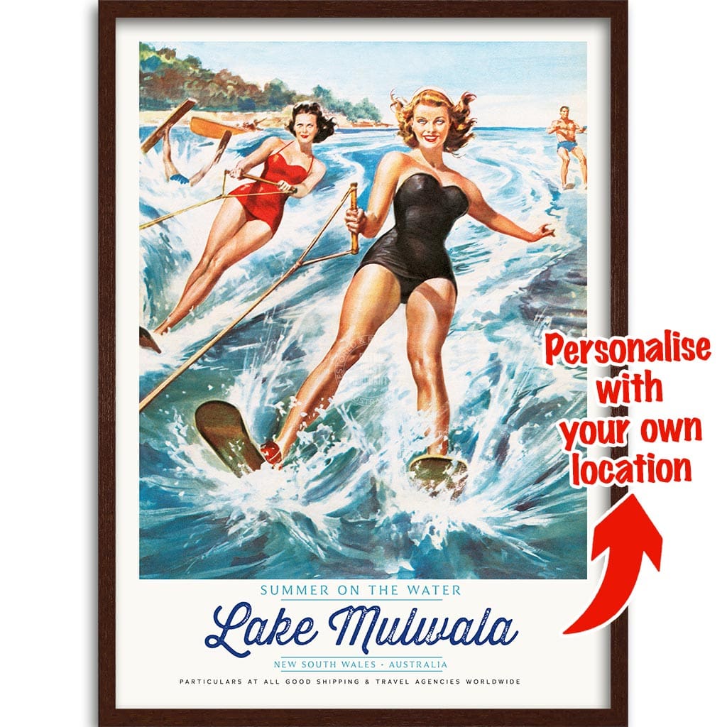 YOUR OWN SUMMER WATERSPORTS LOCATION | PERSONALISE IT OR KEEP LAKE MULWALA A3 | 297 x 420mm | 11.7 x 16.5 inches