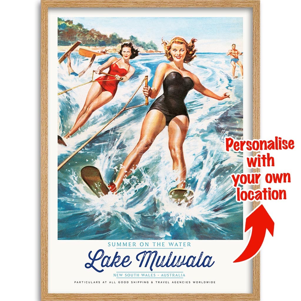 YOUR OWN SUMMER WATERSPORTS LOCATION | PERSONALISE IT OR KEEP LAKE MULWALA A3 | 297 x 420mm | 11.7 x 16.5 inches