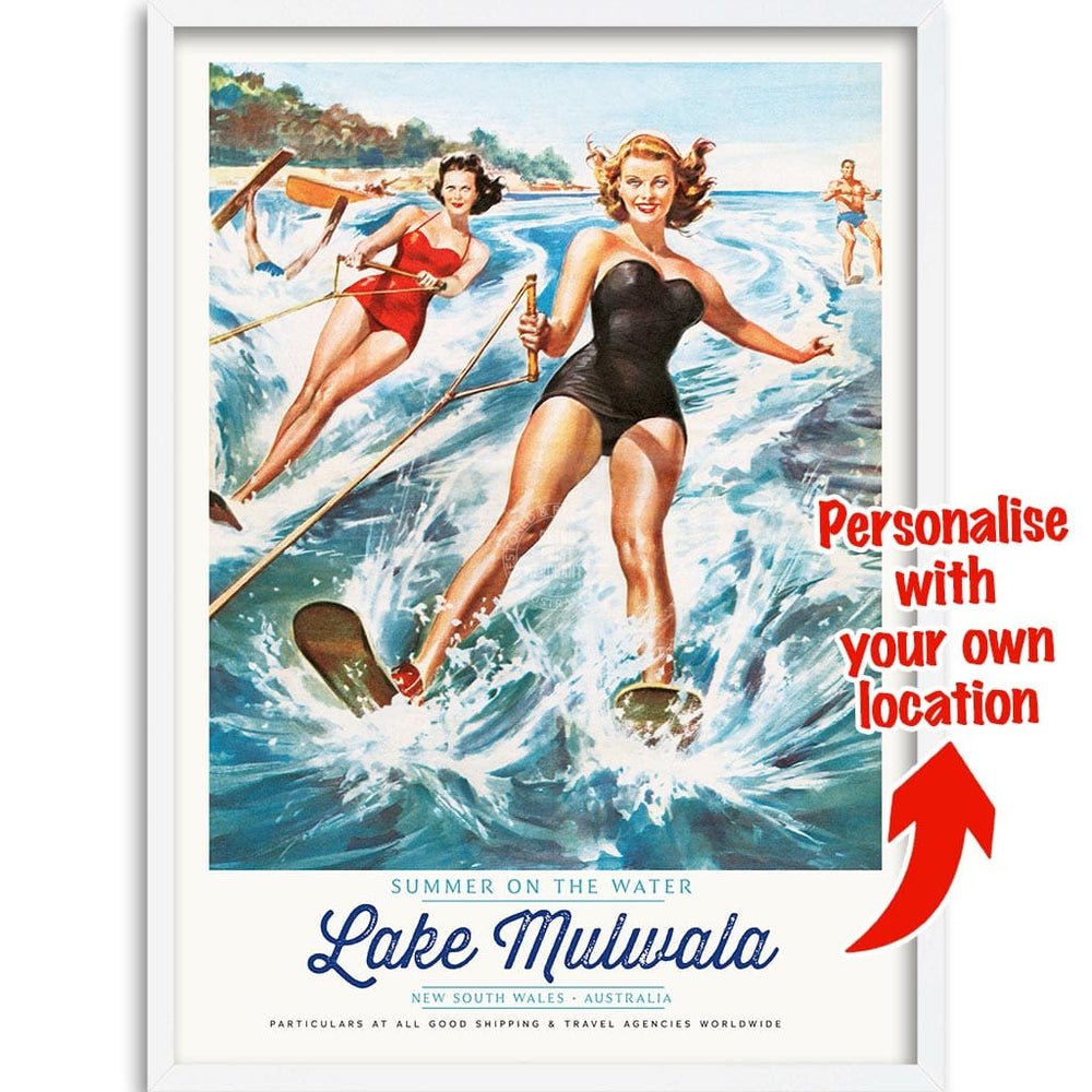YOUR OWN SUMMER WATERSPORTS LOCATION | PERSONALISE IT OR KEEP LAKE MULWALA A3 | 297 x 420mm | 11.7 x 16.5 inches