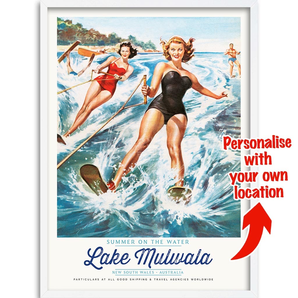 YOUR OWN SUMMER WATERSPORTS LOCATION | PERSONALISE IT OR KEEP LAKE MULWALA A3 | 297 x 420mm | 11.7 x 16.5 inches