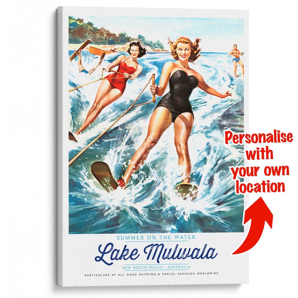 YOUR OWN SUMMER WATERSPORTS LOCATION | PERSONALISE IT OR KEEP LAKE MULWALA A3 | 297 x 420mm | 11.7 x 16.5 inches