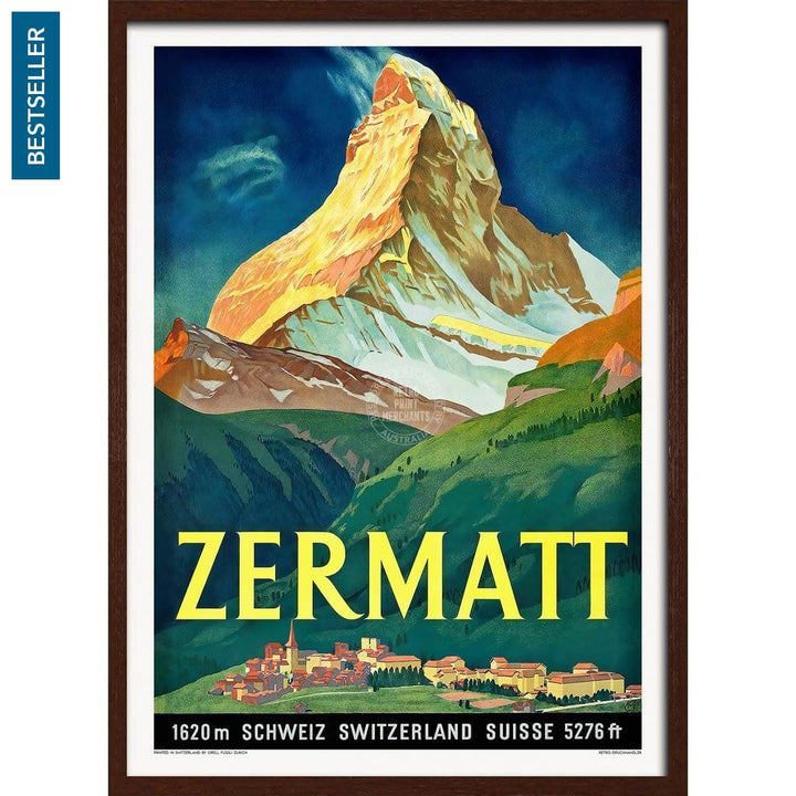 Zermatt 1933 | Switzerland A3 297 X 420Mm 11.7 16.5 Inches / Framed Print - Dark Oak Timber Art