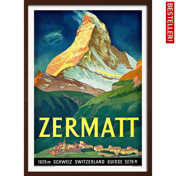 Zermatt 1933 | Switzerland A3 297 X 420Mm 11.7 16.5 Inches / Framed Print - Dark Oak Timber Art