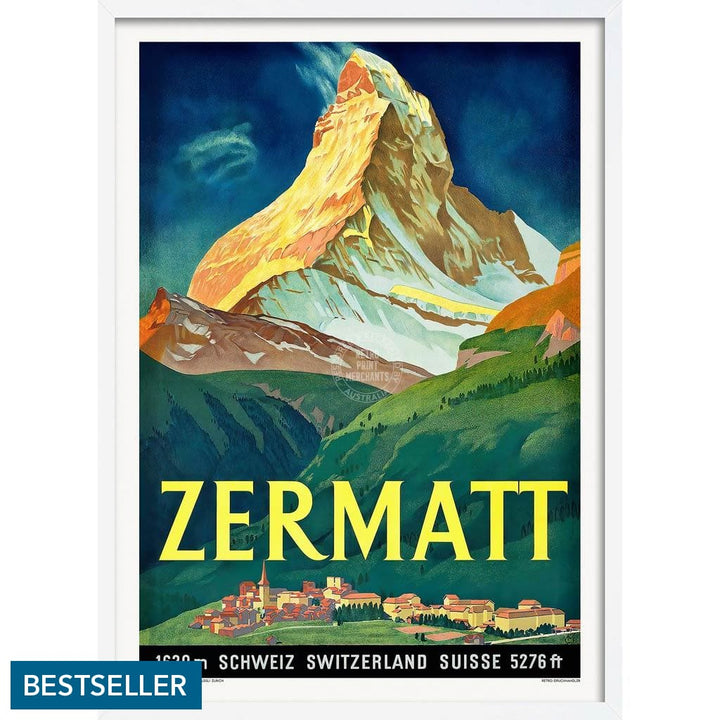 Zermatt 1933 | Switzerland A3 297 X 420Mm 11.7 16.5 Inches / Framed Print - White Timber Art