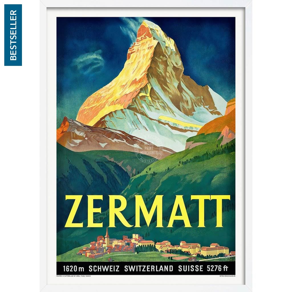Zermatt 1933 | Switzerland A3 297 X 420Mm 11.7 16.5 Inches / Framed Print - White Timber Art