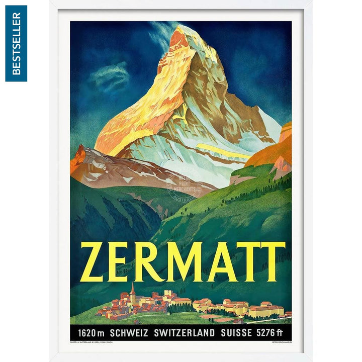 Zermatt 1933 | Switzerland A3 297 X 420Mm 11.7 16.5 Inches / Framed Print - White Timber Art