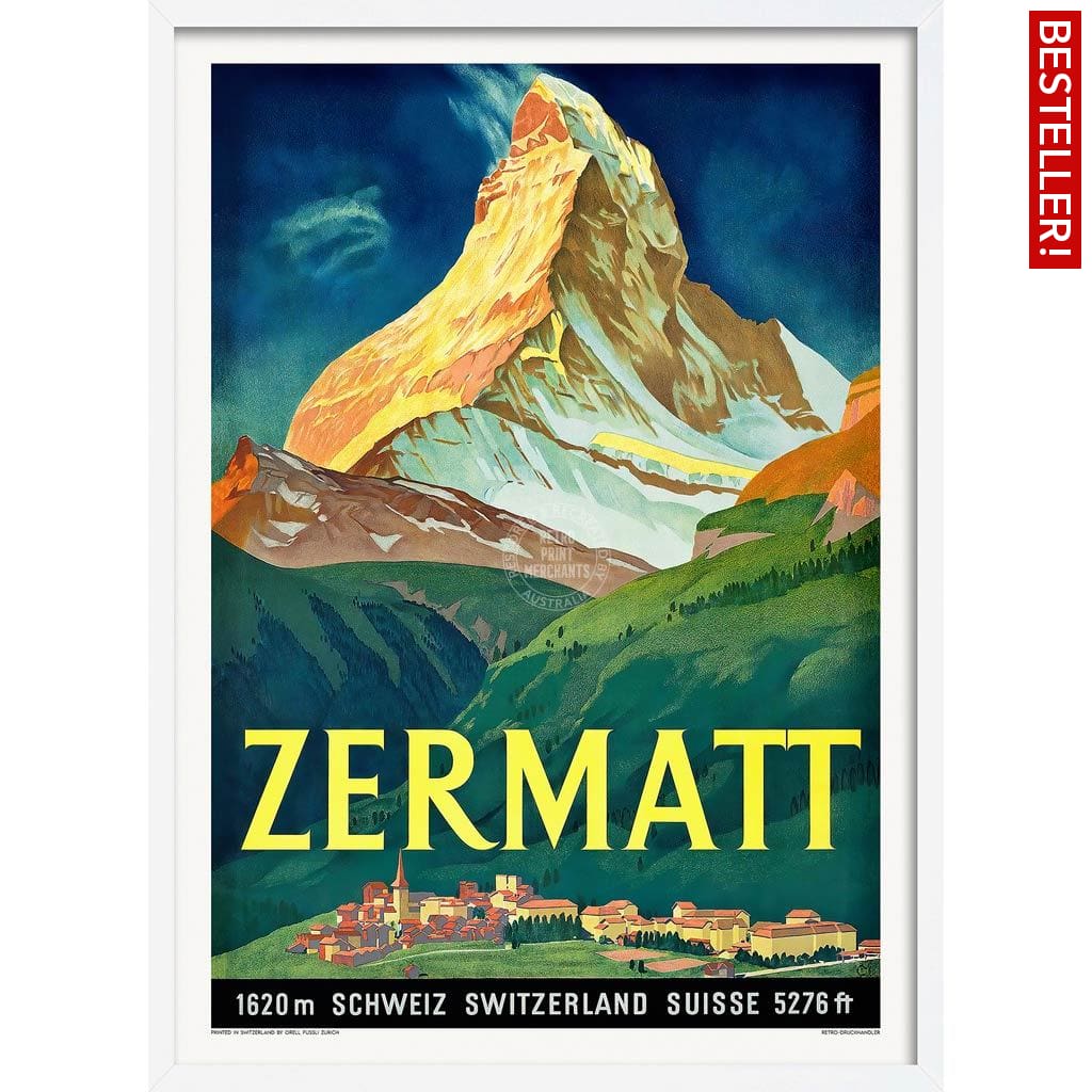 Zermatt 1933 | Switzerland A3 297 X 420Mm 11.7 16.5 Inches / Framed Print - White Timber Art