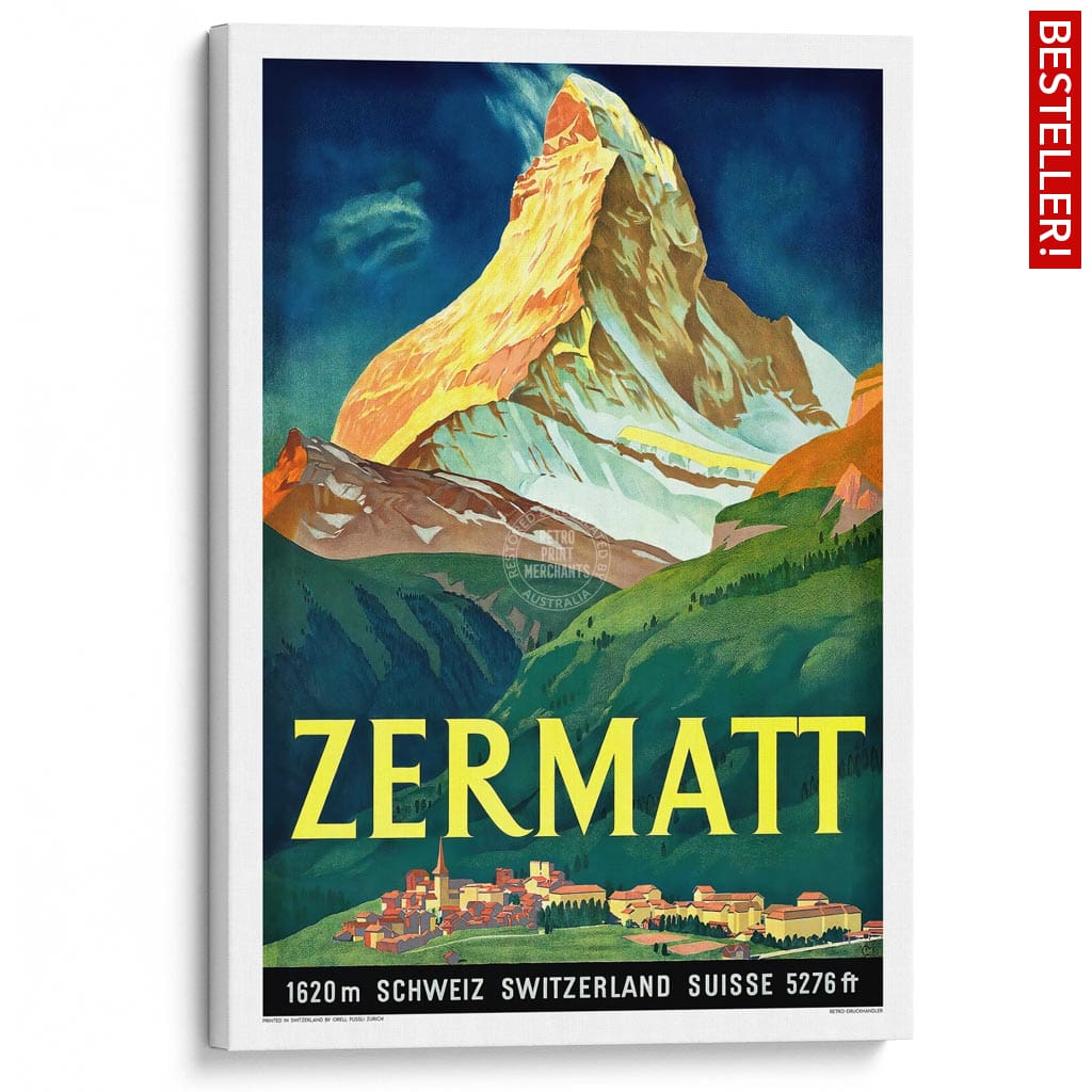 Zermatt 1933 | Switzerland A3 297 X 420Mm 11.7 16.5 Inches / Stretched Canvas Print Art
