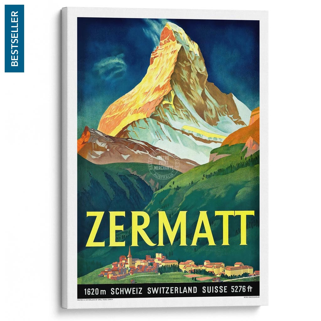 Zermatt 1933 | Switzerland A3 297 X 420Mm 11.7 16.5 Inches / Stretched Canvas Print Art