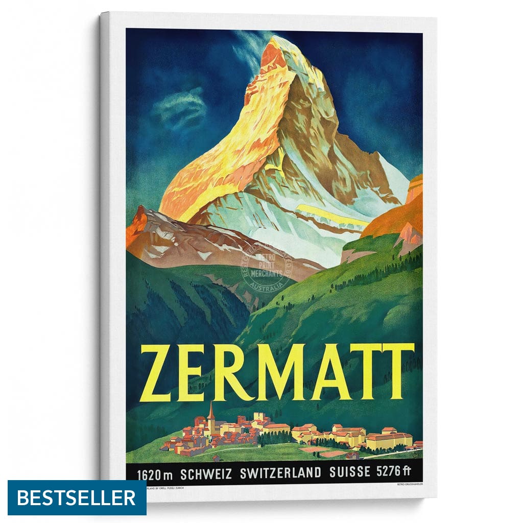 Zermatt 1933 | Switzerland A3 297 X 420Mm 11.7 16.5 Inches / Stretched Canvas Print Art