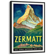 Zermatt 1933 | Switzerland A3 297 X 420Mm 11.7 16.5 Inches / Canvas Floating Frame - Black Timber