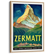 Zermatt 1933 | Switzerland A3 297 X 420Mm 11.7 16.5 Inches / Canvas Floating Frame - Natural Oak