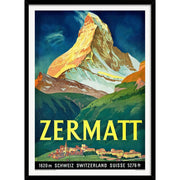 Zermatt 1933 | Switzerland A3 297 X 420Mm 11.7 16.5 Inches / Framed Print - Black Timber Art
