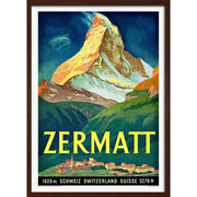 Zermatt 1933 | Switzerland A3 297 X 420Mm 11.7 16.5 Inches / Framed Print - Dark Oak Timber Art