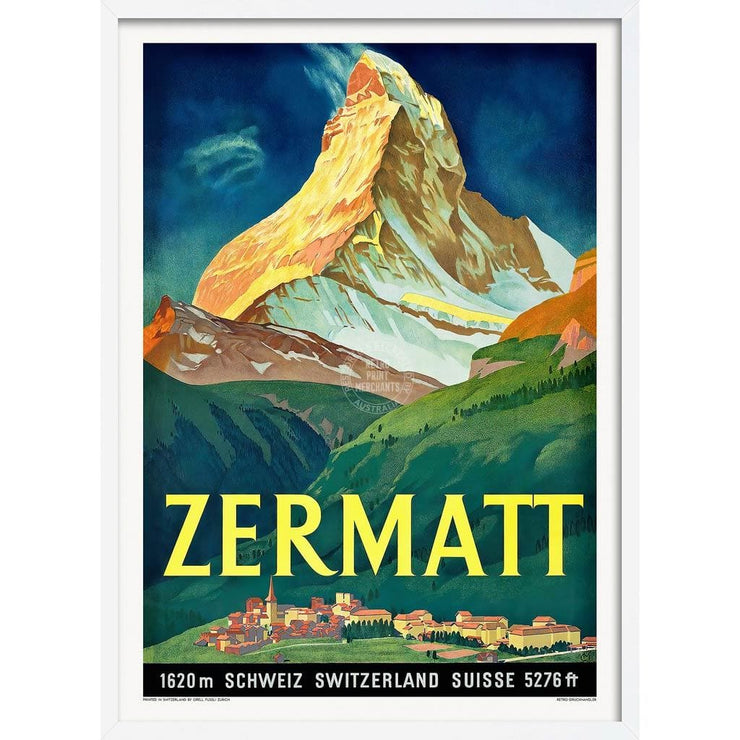 Zermatt 1933 | Switzerland A3 297 X 420Mm 11.7 16.5 Inches / Framed Print - White Timber Art