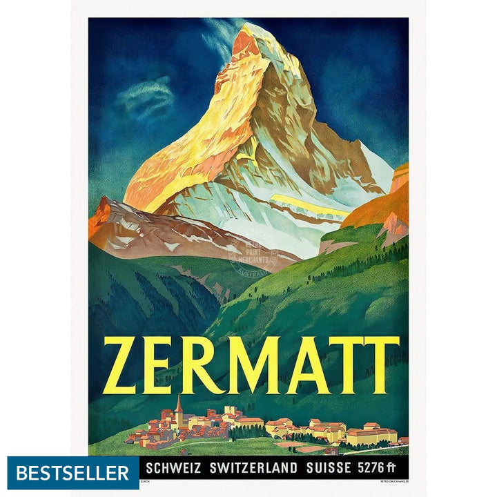 Zermatt 1933 | Switzerland A3 297 X 420Mm 11.7 16.5 Inches / Unframed Print Art