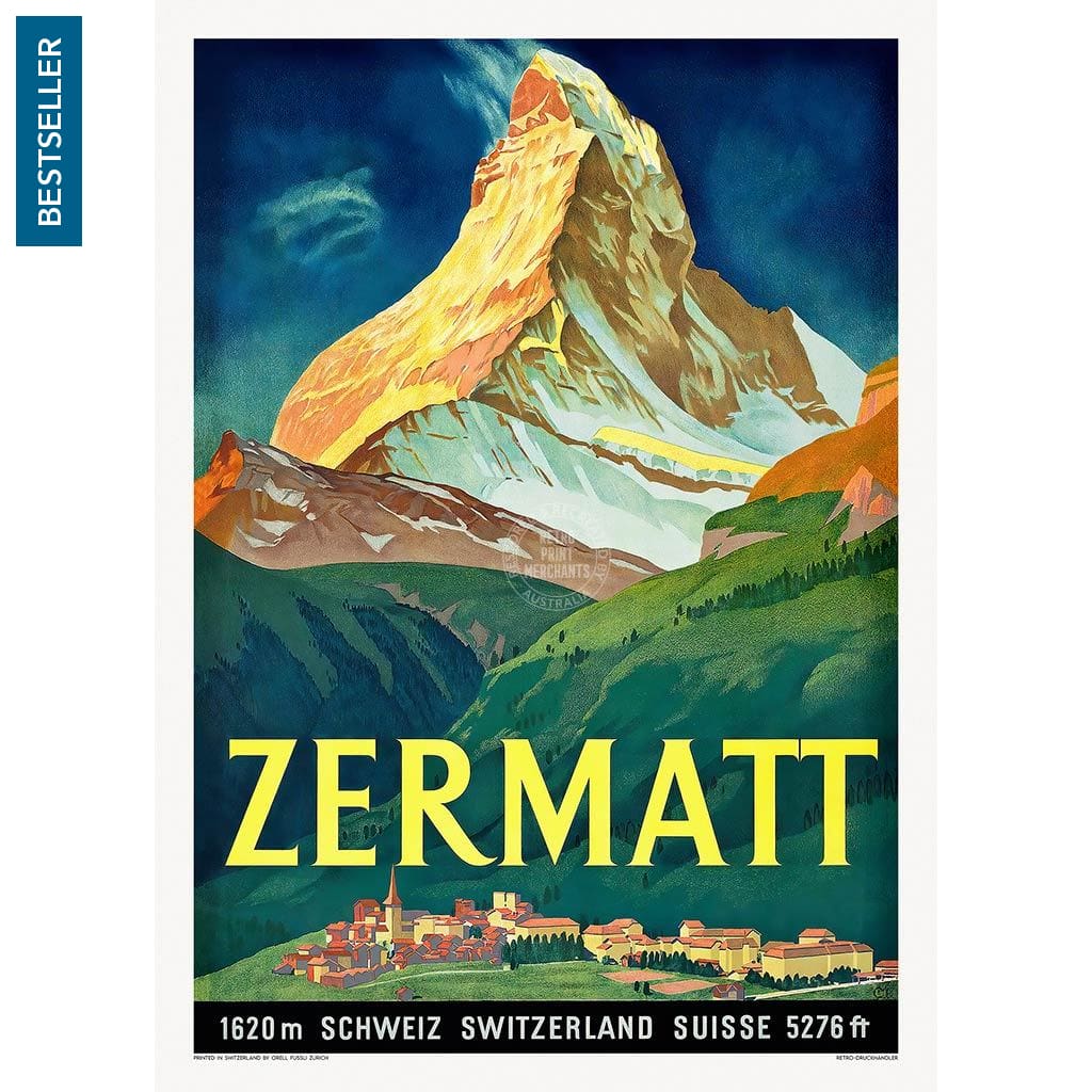 Zermatt 1933 | Switzerland A3 297 X 420Mm 11.7 16.5 Inches / Unframed Print Art